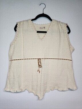 Micaela (Greg) 100% natural Algodon Cotton Sleeveless Made in Peru Boho XL Top